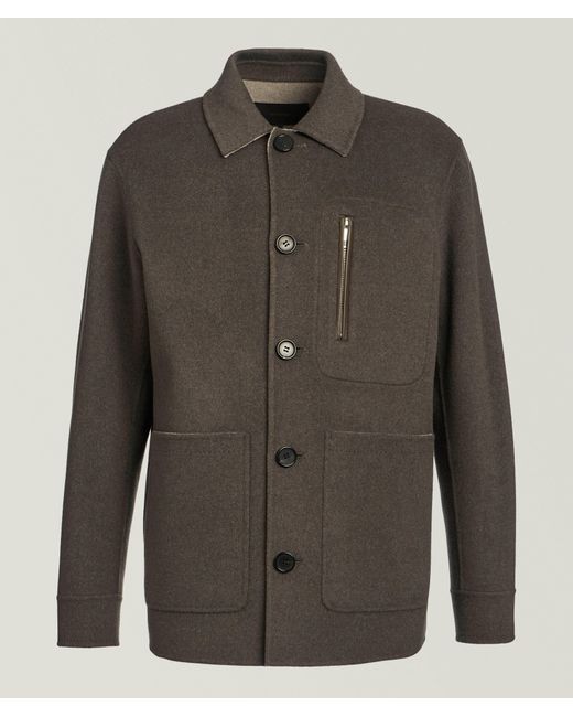 Windsor. Brown Double Face Wool Chore Jacket for men