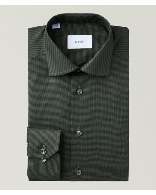 Eton of Sweden Green Slim-Fit Micro-Check Flannel Dress Shirt for men