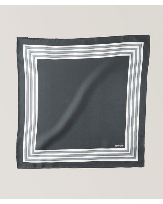 Tom Ford Gray Multi-Frame Silk Pocket Square