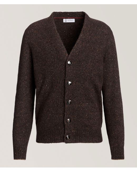 Brunello Cucinelli Black Mãlange Alpaca-Blend Cardigan for men