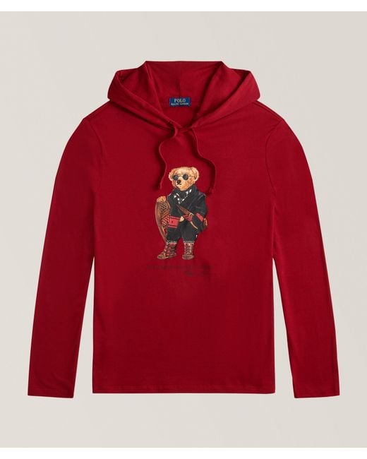 Polo Ralph Lauren Red Polo Bear Jersey Hooded T-Shirt for men