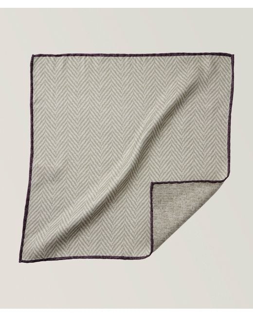 Brunello Cucinelli Gray Silk Pocket Square