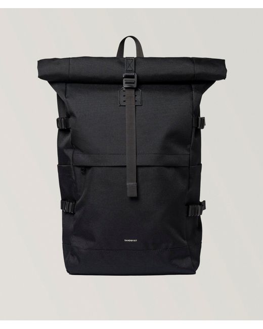 Sandqvist Black Icon Rolltop Backpack