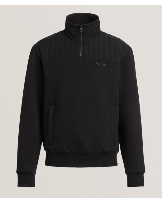 Mackage Black Corey Hybrid Down Quarter-Zip Sweater for men