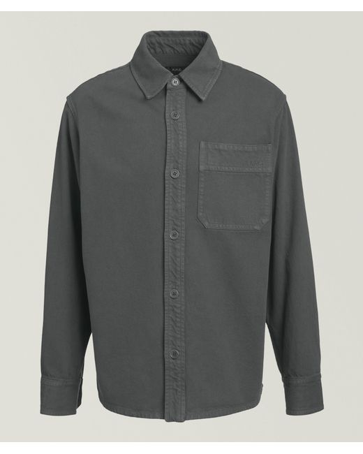 A.P.C. Gray Basile Brodãe Poitrine Overshirt for men