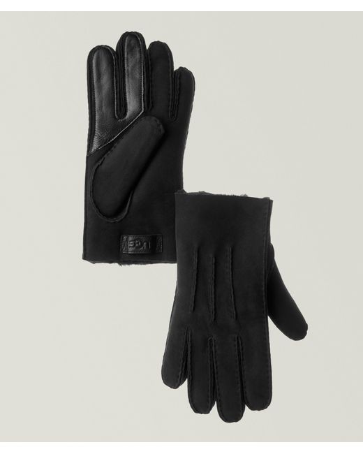 Ugg Black Three-Point Leather & Shearling Tech Gloves