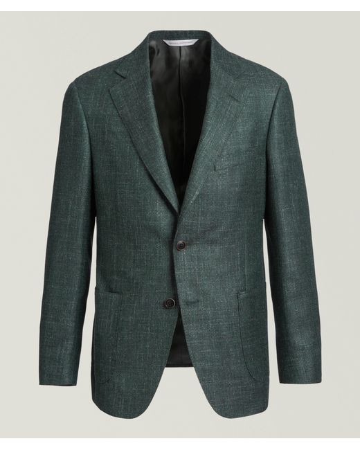 Samuelsohn Green Mãlange Wool-Silk-Linen Sport Jacket for men