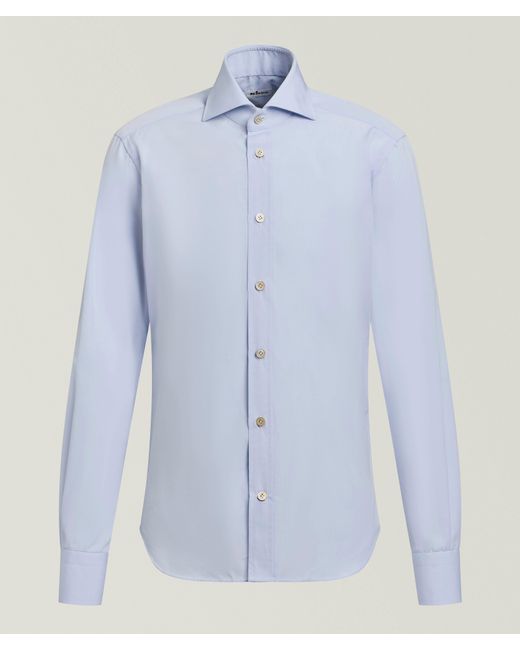 Kiton Blue Solid Cotton Shirt for men