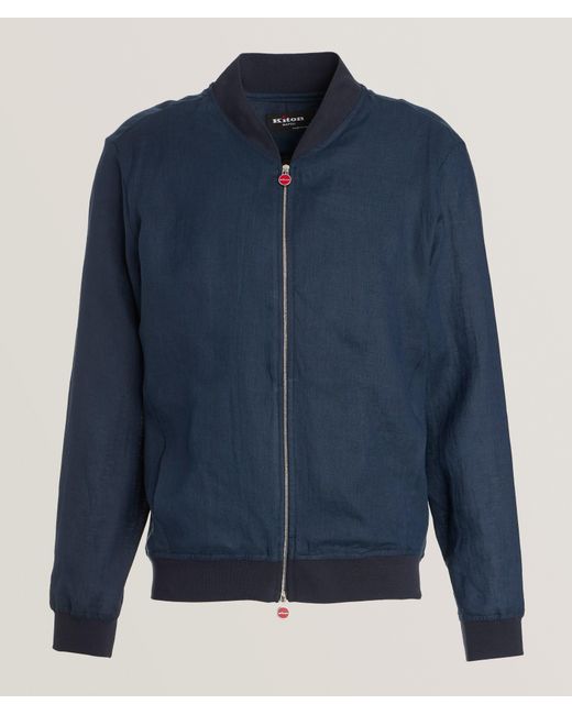 Kiton Blue Pure Linen Bomber for men