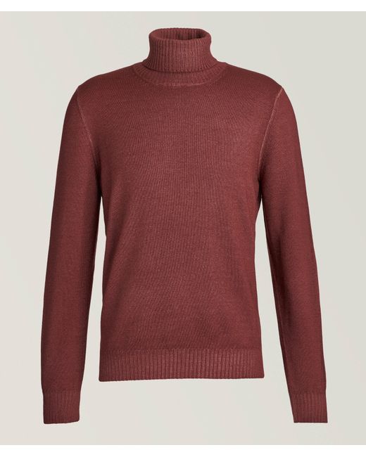 Gran Sasso Red Virgin Wool Vintage Turtleneck Sweater for men