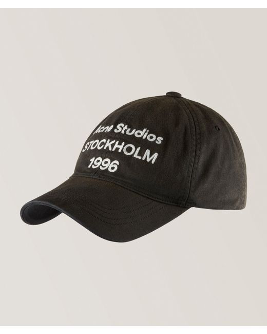 Acne Black Embroidered Script Logo Baseball Cap