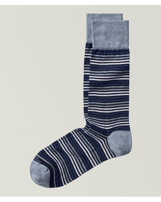 Marcoliani Blue Simple Stripe Pima Socks