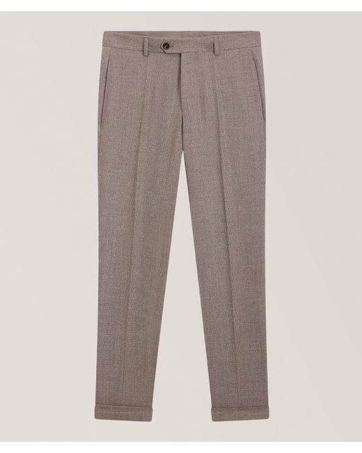Boss Gray Peet Micro-Houndstooth Tapered Pants for men
