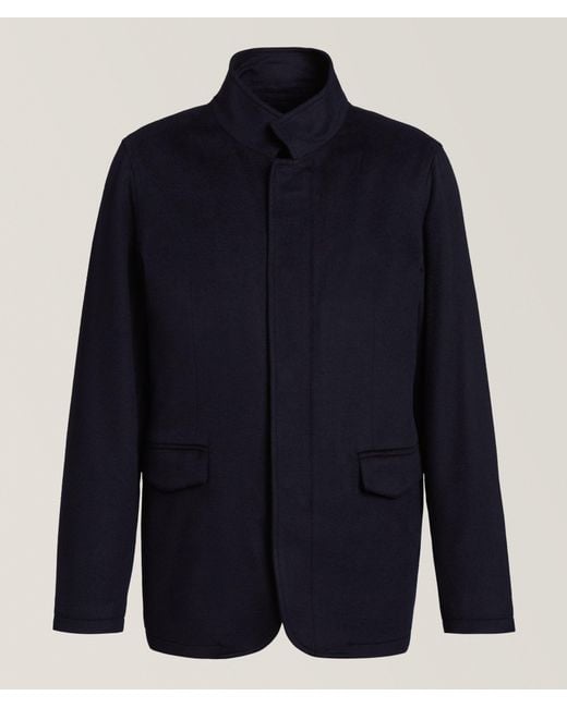 Patrick Assaraf Blue Wool-Cashmere Hybrid Jacket for men