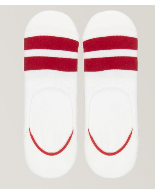 ANT45 Red Two-Pack Honoko No-Show Stripe Socks