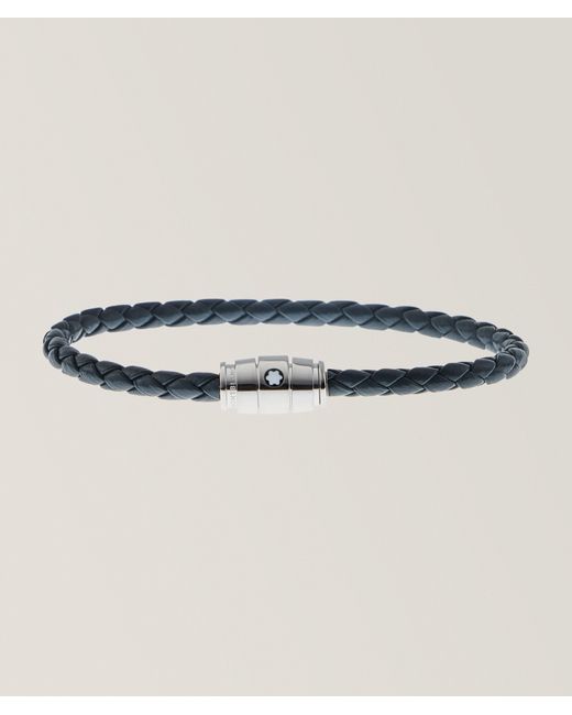 Montblanc Natural Three-Ring Braided Leather Bracelet