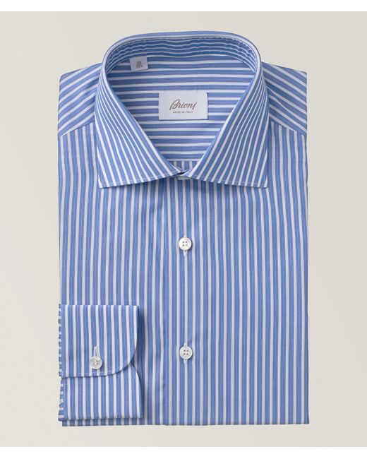 Brioni Blue William Striped Dress Shirt for men