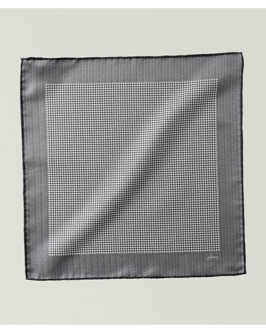 Brioni Gray Patterned Silk Pocket Square