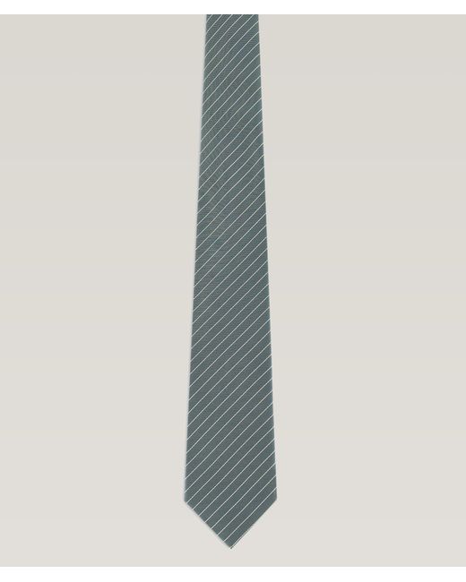 Emporio Armani White Jacquard Striped Silk Tie for men