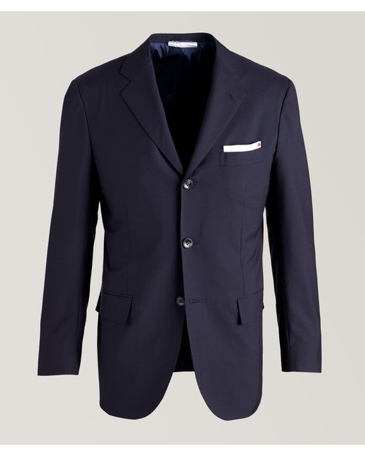 Kiton Blue Solid Wool Suit for men