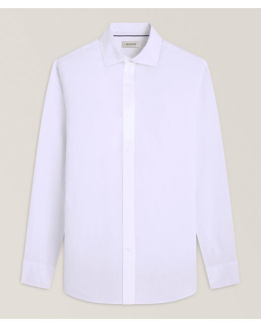 Bugatchi White Axel Solid Linen Shirt for men