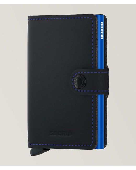Secrid Blue Grained Leather Matte Mini Wallet