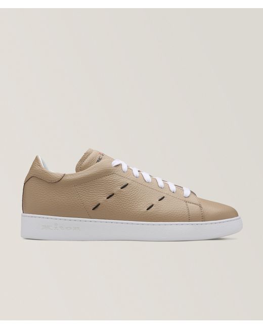 Kiton Natural Leather Pick Stitch Sneakers for men