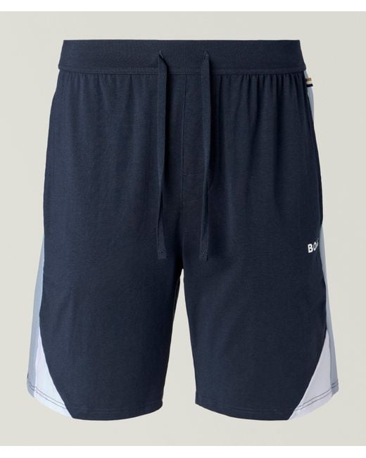 Boss Blue Stretch-Cotton-Modal Balance Shorts for men