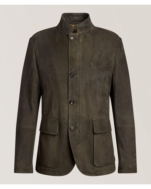 Eleventy Green Suede Jacket for men