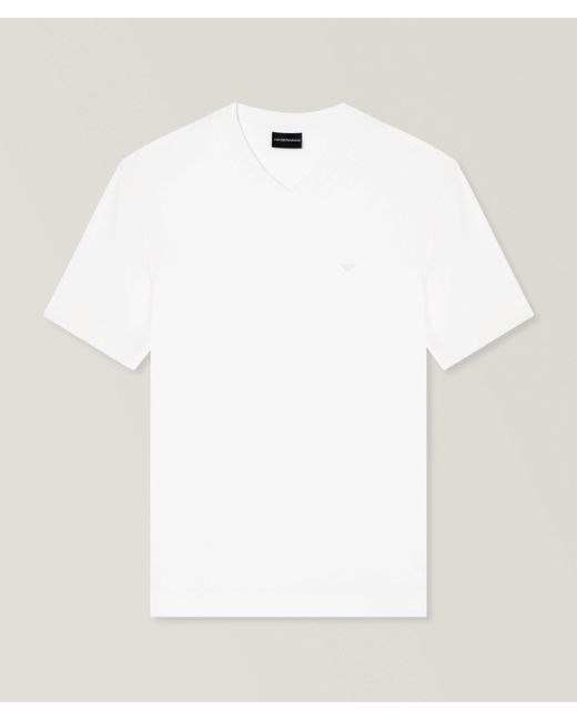 Emporio Armani White Modal-Silk Blend T-Shirt for men