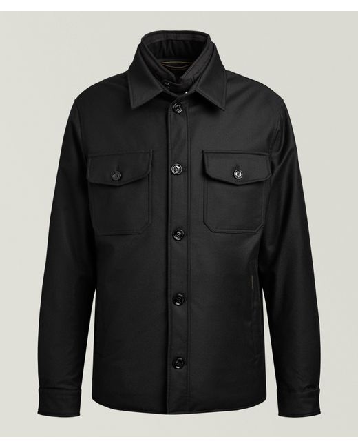 Moorer Black Duino Wool-Blend Shirt Jacket for men