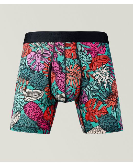 Saxx Underwear Co. Blue Fruity Palm Droptemp Cooling Boxer Brief for men