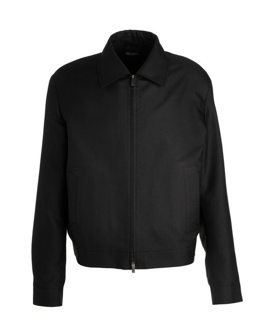 Zegna Silk-linen Pindot Bomber Jacket in Black for Men | Lyst Canada