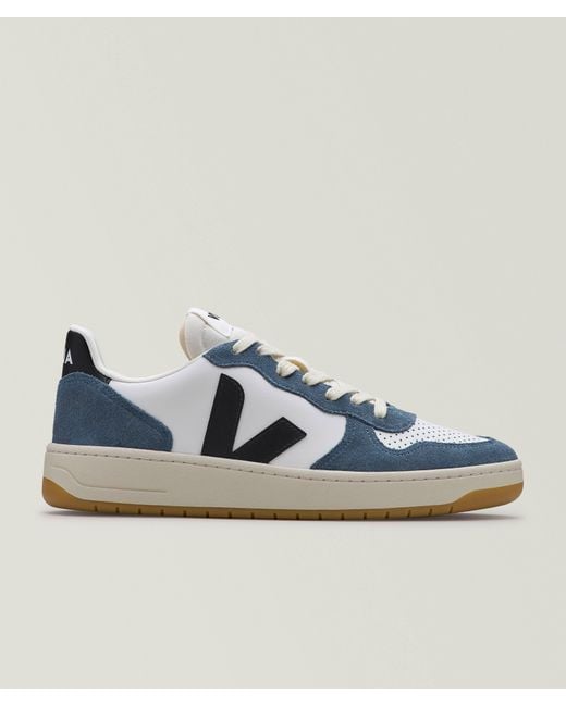 Veja Blue V-10 Prime Leather Sneakers for men
