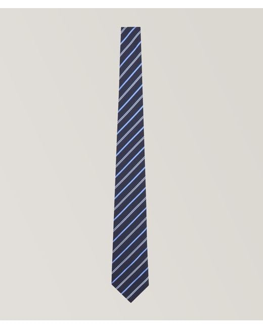 Emporio Armani Blue Striped Jacquard Silk Tie for men