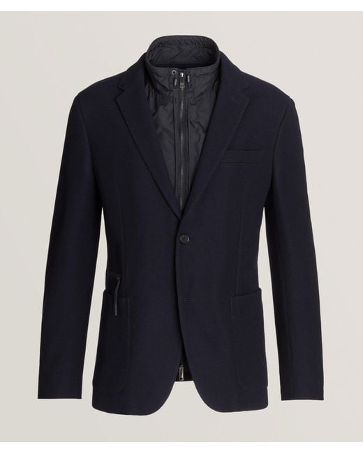 Zegna Blue High Performance Jersey Wool-Blend Down Jacket for men