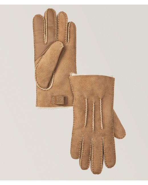 Ugg Natural Three-Point Leather & Shearling Tech Gloves