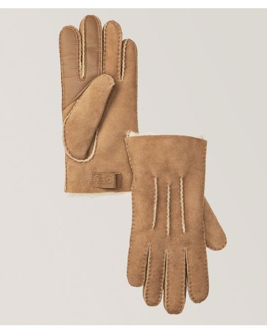 Ugg Natural Three-Point Leather & Shearling Tech Gloves