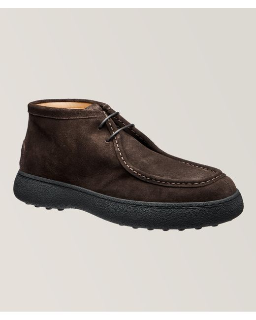 Tod's Black Suede Leather Lug Boots for men