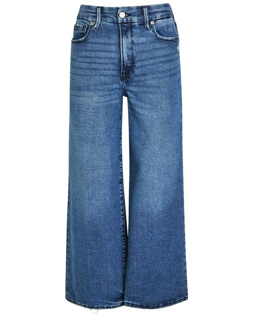 GOOD AMERICAN Blue Cropped Wide-Leg Jeans
