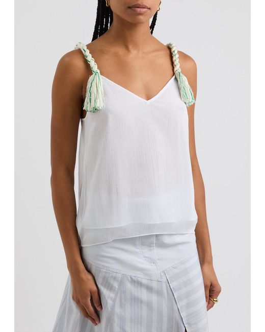 J.W. Anderson White Plissé Semi-Sheer Chiffon Top