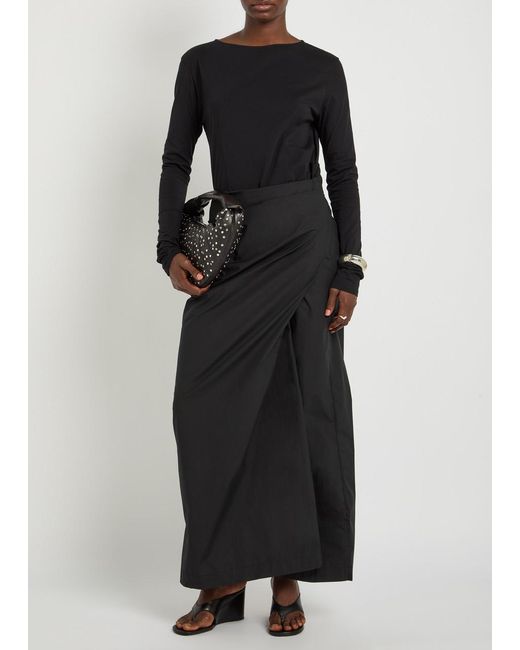 Our Legacy Black Twisted Wrap-Tie Cotton Dress