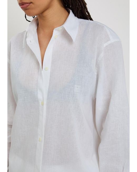 Totême White Cotton And Linen-Blend Shirt