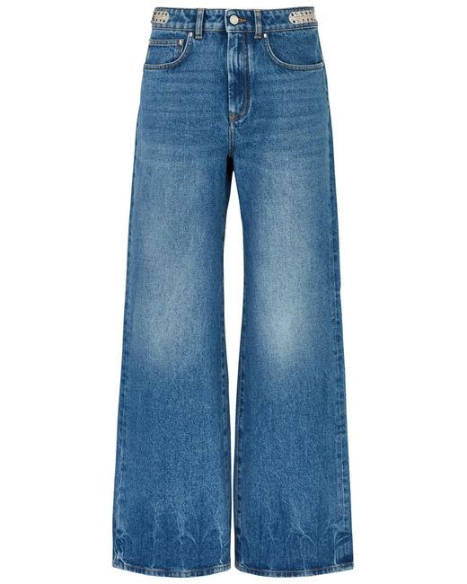 Rabanne Blue Embellished Wide-leg Jeans