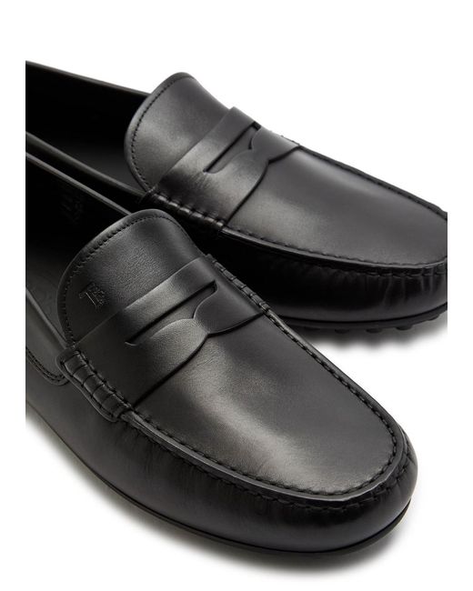 Tod's Black City Gommino Leather Loafers for men