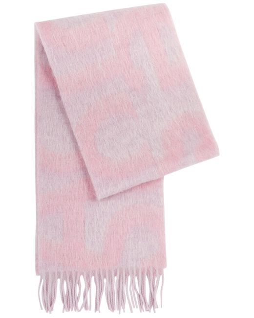 Acne Pink Vandy Logo-jacquard Wool-blend Scarf
