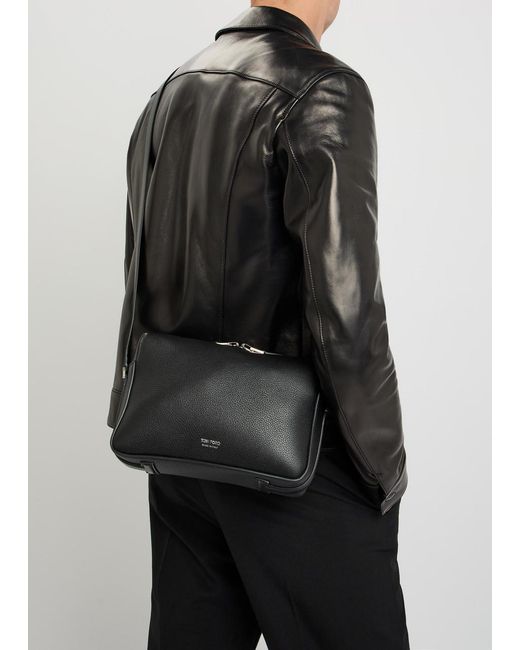 Tom Ford Black Grained Leather Camera Bag for men