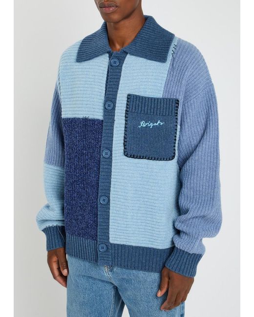 Axel Arigato Blue Franco Colour-Block Wool-Blend Cardigan for men
