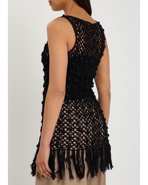 Maria McManus Black Macramé Cotton Top