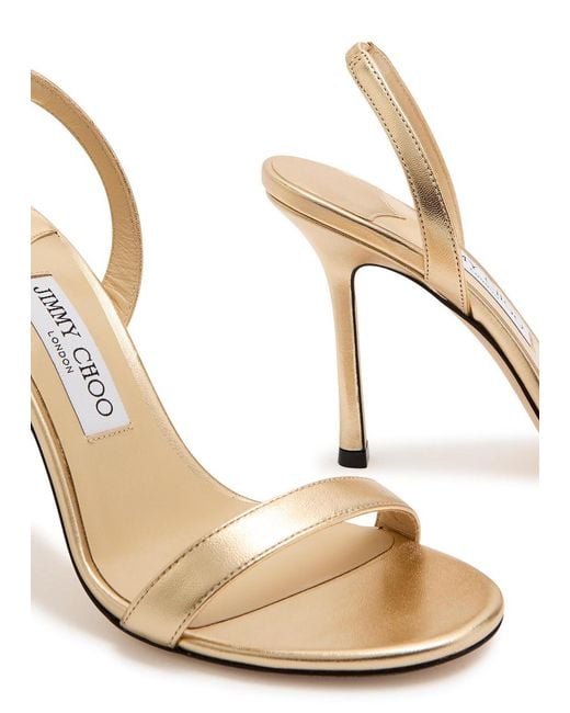 Jimmy Choo White Jenn 100 Metallic Leather Slingback Sandals